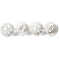 Xray M18 Split 6-Spoke White Rims, 2 Rear and 2 Front