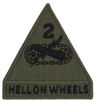 2nd Armored Division with Tab - Subdued Patch - Army - OBSOLETE! AVAILABLE WHILE SUPPLIES LASTS!
