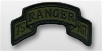 ACU Tab with Hook Closure:  75TH RANGER - Scrolled