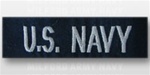 US NAVY Branch Tape:  US NAVY embroidered for COVERALL - Enlisted - Silver