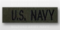 US NAVY Branch Tape:  US NAVY embroidered black on OD Tape