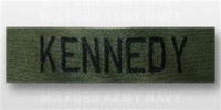 US Navy Name Tape:  Individual Name Embroidered - BLACK ON OD