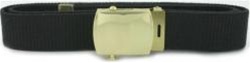 US Army Belt with Buckle: Black Cotton Web with Brass Roller Buckle & Tip - Male - 44 Inch Cut