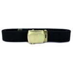Black Cotton Web Belt with Brass Buckle & Tip - Extra Long 55"
