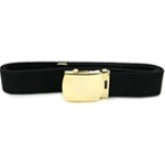 Black Cotton Web Belt with 24k Gold Buckle & Tip - Extra Long 55"
