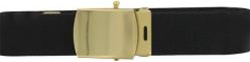 US Army Belt with Buckle: Black Elastic with Closed Brass Buckle & Tip - 55 Inch Cut - EXTRA LONG