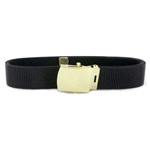 Black Nylon Belt with Brass Buckle and Tip - 44 Inch Cut