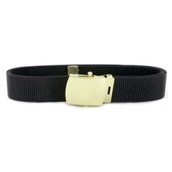Black Nylon Belt with Brass Buckle and Tip - 44 Inch Cut