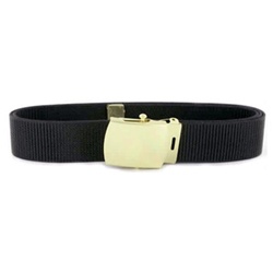Black Nylon Belt with Brass Buckle & Tip - Extra Long 55"