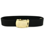 Black Nylon Belt with 24k Gold Buckle & Tip - Extra Long 55"