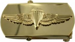US Navy Buckle for Male Personnel: Navy & Marine Corps Parachute - Officer - 3" - 1 1/4" Wide - Silver