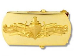 US Navy Buckle for Male Personnel: Surface Warefare - Officer - 3" - 1 1/4" Wide - Gold
