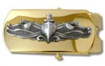 US Navy Buckle for Male Personnel: Surface Warefare - Chief Petty Officer - 3" - 1 1/4" Wide - Gold