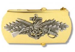 US Navy Buckle for Male Personnel: Seabee - Chief Petty Officer - 3" - 1 1/4" Wide - Gold