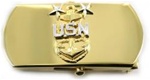 US Navy Buckle for Male Personnel: E-9 Master Chief - 3" - 1 1/4" Wide - Gold