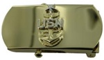 US Navy Buckle for Male Personnel: E-8 Senior Chief - 3" - 1 1/4" Wide - Gold
