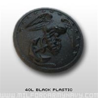 USMC Buttons: 40 Ligne Black Plastic - 2 Each
