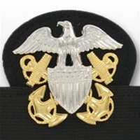 US Navy Cap Device On Stretch Band: Officer Regular (Mounted)