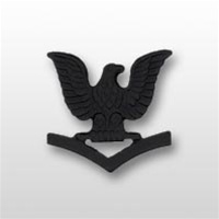 US Navy Cap Device Subdued Black Metal: E-4 Petty Officer Third Class (PO3)