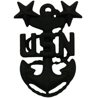 US Navy Cap Device Subdued Black Metal: E-9 Master Chief Petty Officer (MCPO)
