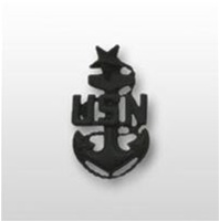 US Navy Cap Device Subdued Black Metal: E-8 Senior Chief Petty Officer (SCPO)