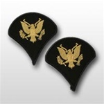 US Army Shoulder Chevrons Gold on Blue: E-4 Specialist (SPC)