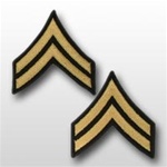 US Army Shoulder Chevrons Gold on Blue: E-4 Corporal (CPL)
