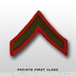 USMC Rank Mens Merrowed Edge Green/Red: E-2 Private First Class (PFC)