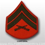 USMC Rank Mens Merrowed Edge Green/Red: E-4 Corporal (Cpl)