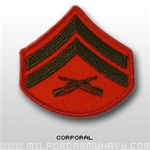 USMC Womens Chevron Embroidered Merrowed Green/Red - New Issue: E-4 Corporal (Cpl)