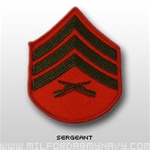 USMC Womens Chevron Embroidered Merrowed Green/Red - New Issue: E-5 Sergeant (Sgt)