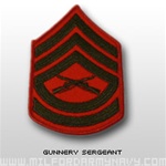 USMC Womens Chevron Embroidered Merrowed Green/Red - New Issue: E-7 Gunnery Sergeant (GySgt)