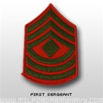 USMC Womens Chevron Embroidered Merrowed Green/Red - New Issue: E-8 First Sergeant (1stSgt)