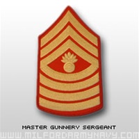 USMC Male Gold/Red Shoulder Insignia: E-9 Master Gunnery Sergeant (MGySgt)