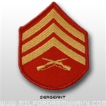 USMC Womens Chevron Embroidered Merrowed Gold/Red - New Issue: E-5 Sergeant (Sgt)