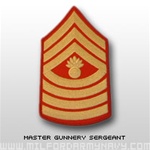 USMC Womens Chevron Embroidered Merrowed Gold/Red: E-9 Master Gunnery Sergeant (MGySgt)
