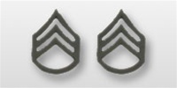 US Army Enlisted Rank - Superior Subdued Black Metal Collar Insignia: E-6 Staff Sergeant (SSG)
