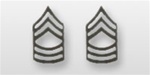 US Army Enlisted Rank - Superior Subdued Black Metal Collar Insignia: E-8 Master Sergeant (MSG)