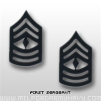 USMC Black Metal Collar Insignia: E-8 First Sergeant (1stSgt)