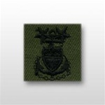 USCG Collar Device - Sew On: E-9 Master Chief Petty Officer (MCPO) - Subdued - On OD-Green