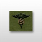 US Army Officer Branch Insignia Subdued Fatigue Embroidered: Medical Service MS - OBSOLETE!  AVAILABLE WHILE SUPPLIES LAST!