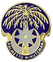 US Army Unit Crest: National Guard - South Carolina - Motto: PALMETTO MINUTEMAN