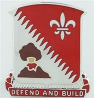US Army Unit Crest: 34th Engineer Battalion - OBSOLETE! AVAILABLE WHILE SUPPLIES LAST! - Motto: DEFEND AND BUILD