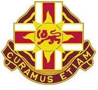 US Army Unit Crest: 324th Combat Support Hopital OBSOLETE! AVAILABLE WHILE SUPPLIES LAST! - Motto: CURAMUS ETIAM