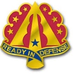 US Army Unit Crest: 35th Air Defense Artillery Brigade - Motto: READY IN DEFENSE