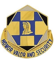 US Army Unit Crest: 66th Military Intelligence Brigade - Motto: HONOR VALOR AND SECURITY