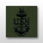US Navy Enlisted Collar Device Subdued Embroidered: E-8 Senior Chief Petty Officer