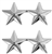 US Army General Stars:  O-8 Major General (MG) - 1" - 2 Stars On A Bar - Point To Point  - Nickel Plated - For Collar & Cap