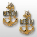 US Navy CPO Collar Device: E-8 Senior Chief Petty Officer (SCPO) (Clutchback)