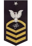US Navy Senior Chief Petty Officer Rating Badge with Specialty - E8: ET - Electronics Technician - Male - Vanchief - Gold on Blue